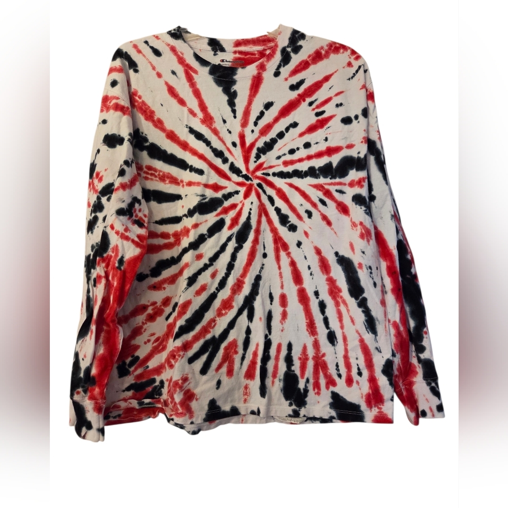 Champion Long Sleeve Tye Dye Shirt Unisex Multi Color Boho Hippie Size Large